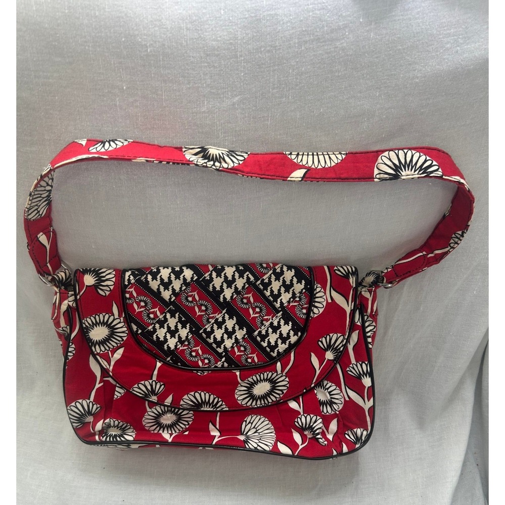 Vera Bradley Kensington Red Floral Houndstooth Quilted Shoulder Bag Handbag#479